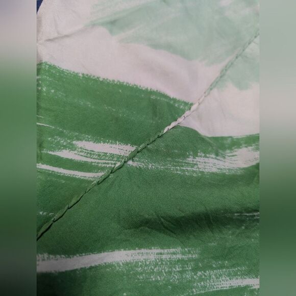 Balenciaga Silk Scarf – Abstract Green & Blue Watercolor Design, 30" x 30" - Picture 7 of 8